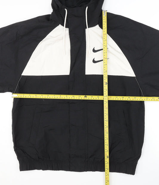 Nike Men's Black M Windbreaker Jacket Hooded Sports Colourblock