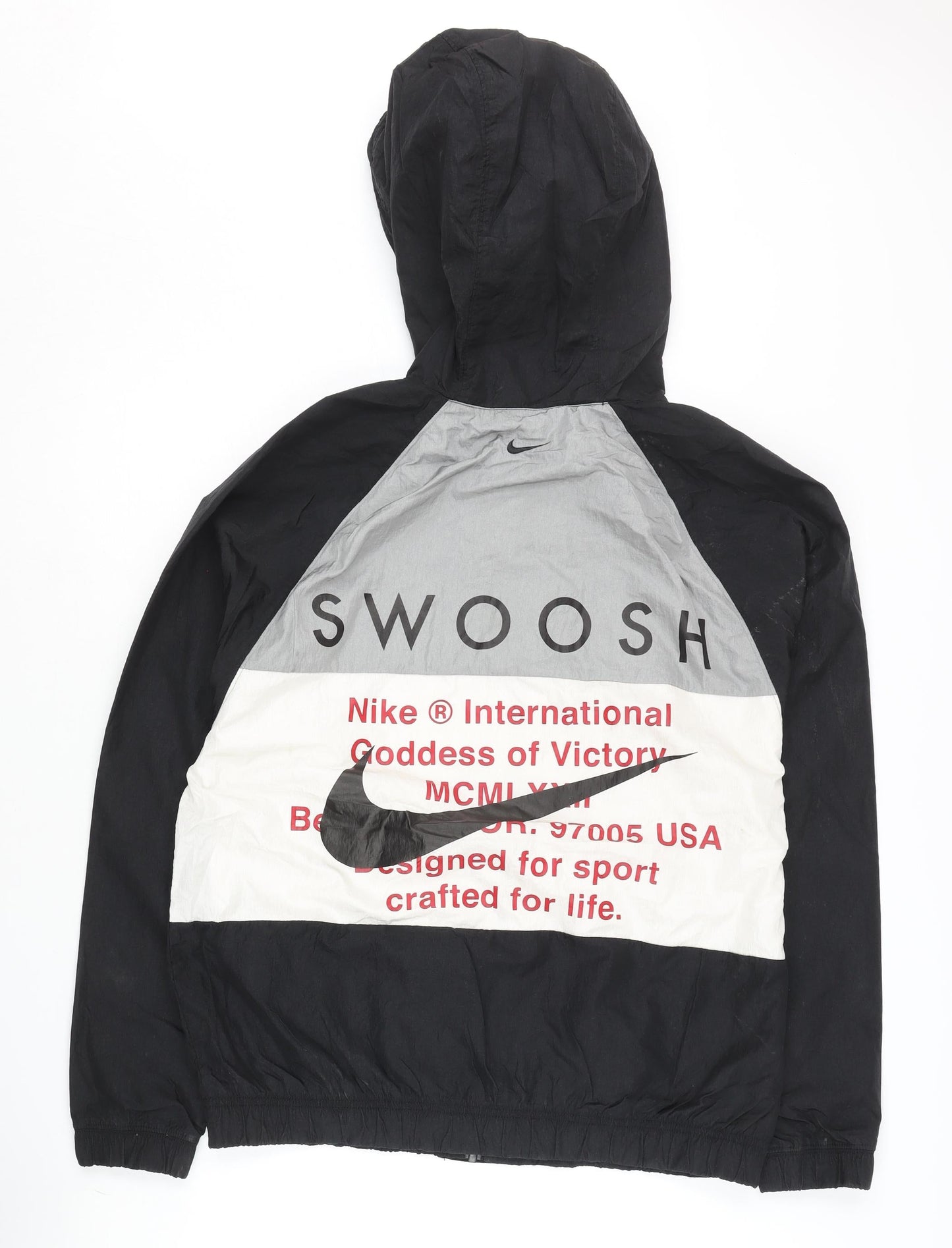 Nike Men's Black M Windbreaker Jacket Hooded Sports Colourblock