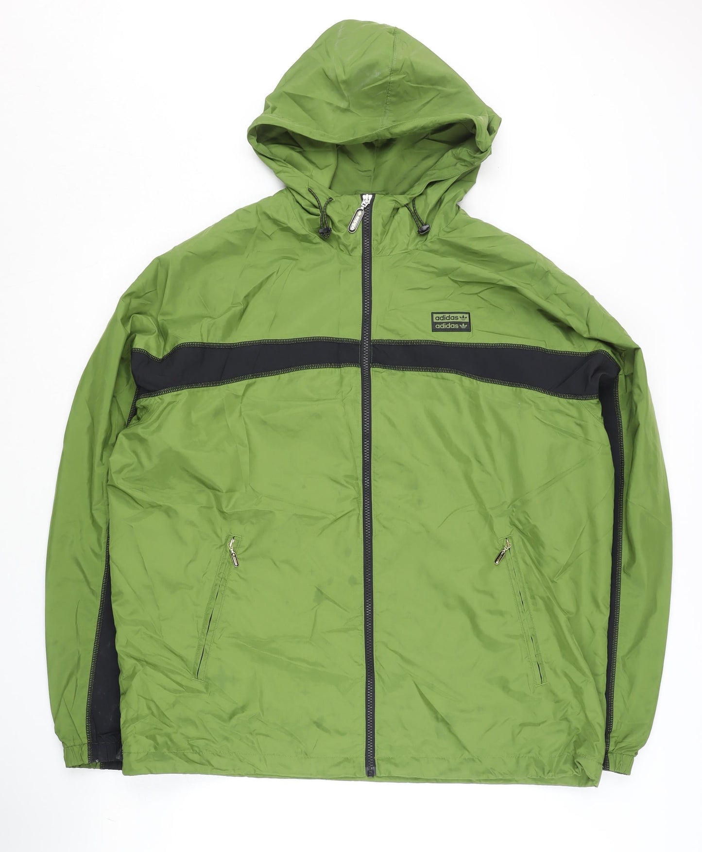 Adidas Men’s Green L Windbreaker Sports Jacket Full Zip Hooded