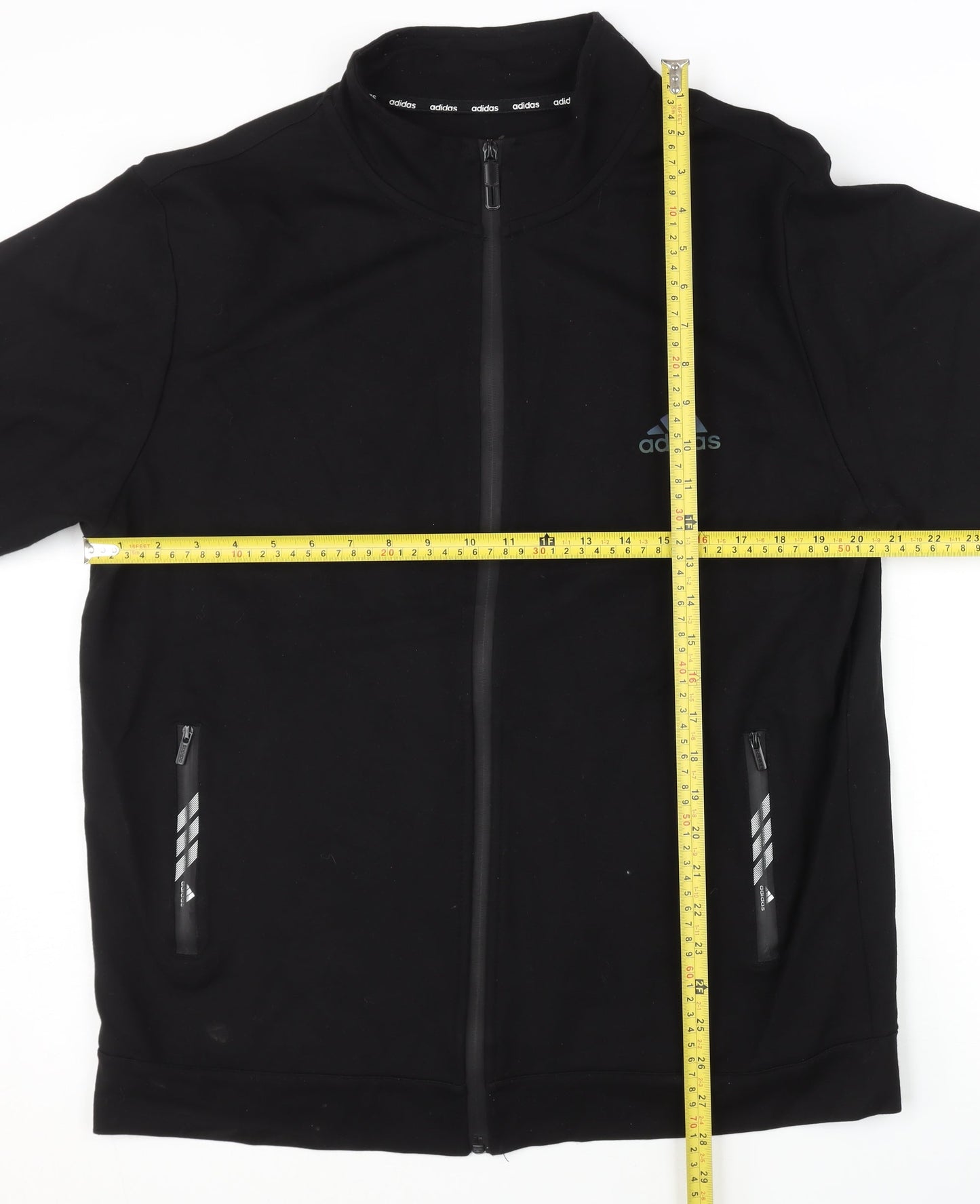 Adidas Men's Black 5XL Slim Fit Cotton Track Jacket with Zip Pockets