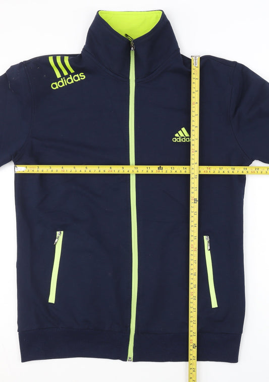 Adidas Men's Blue L Track Jacket Neon Zip Sports Activewear
