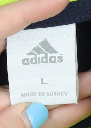 Adidas Men's Blue L Track Jacket Neon Zip Sports Activewear