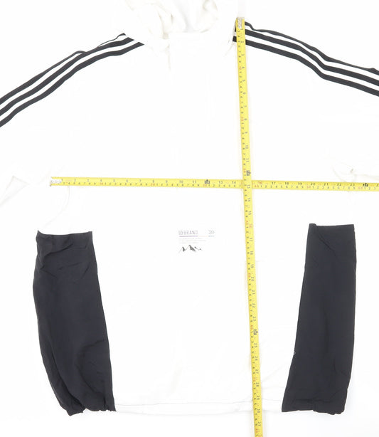adidas Neo Men's Black White L Windbreaker Jacket Hooded Full Zip