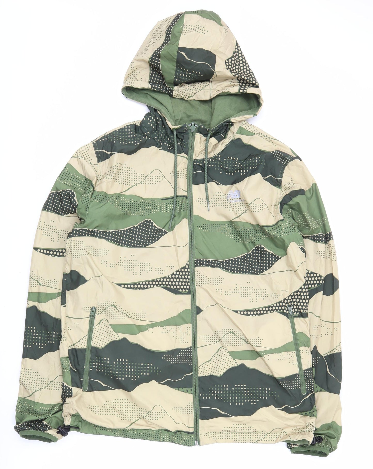 New Balance Men's Green Camouflage M Windbreaker Jacket Hiking Running