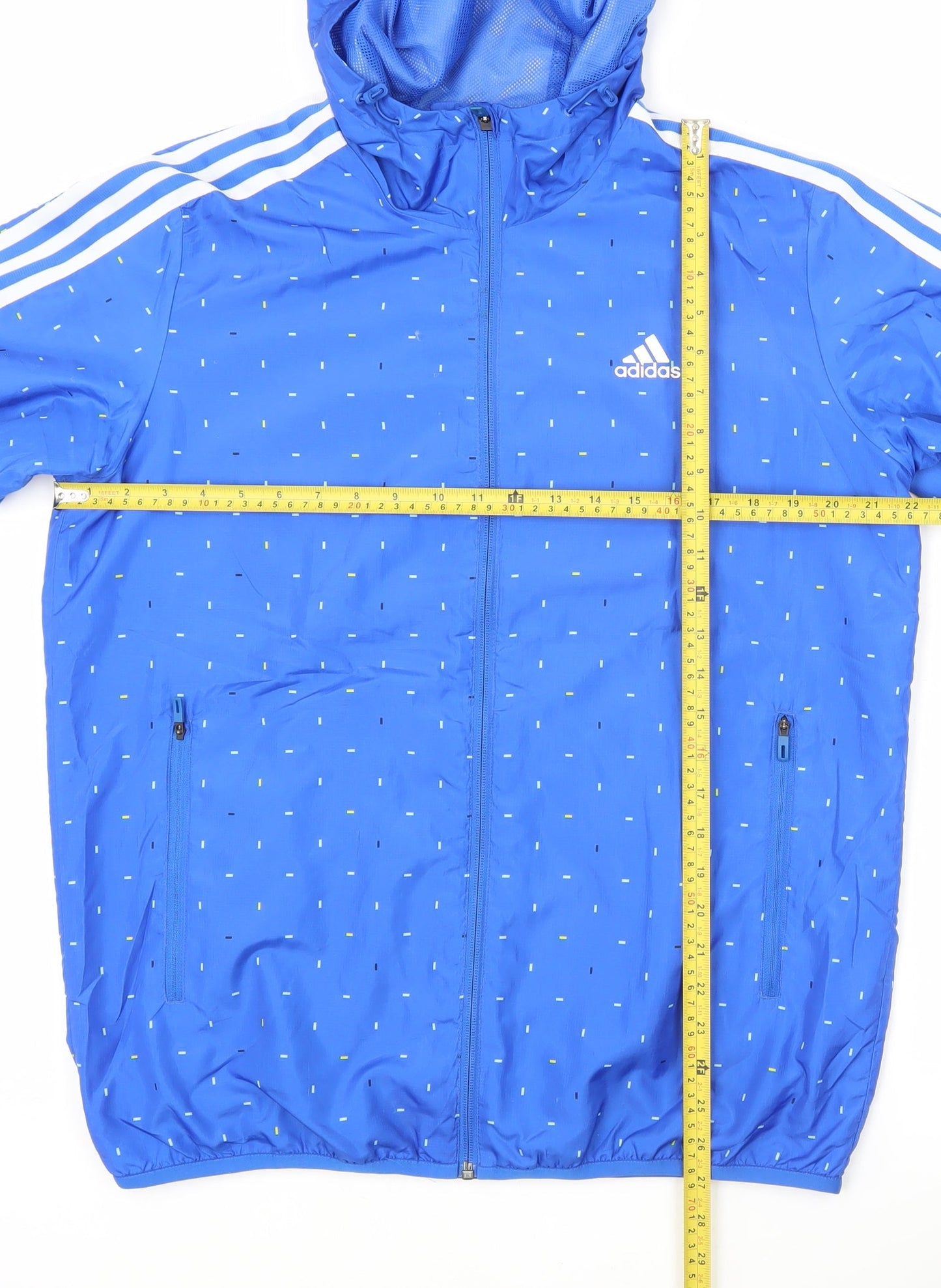Adidas Men’s Blue L Windbreaker Jacket Hooded Lightweight Sports