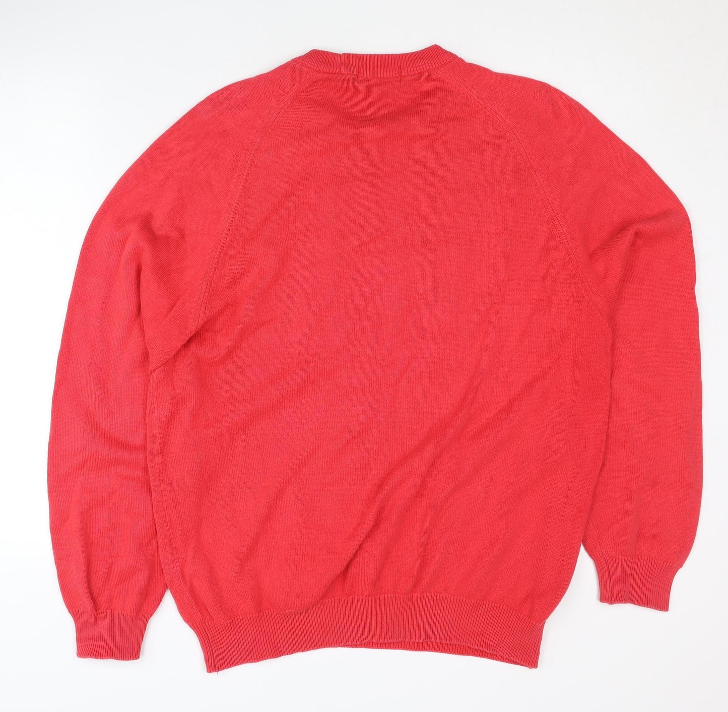 Marks and Spencer Men’s Red Cotton Crew Neck Jumper Size M Vintage