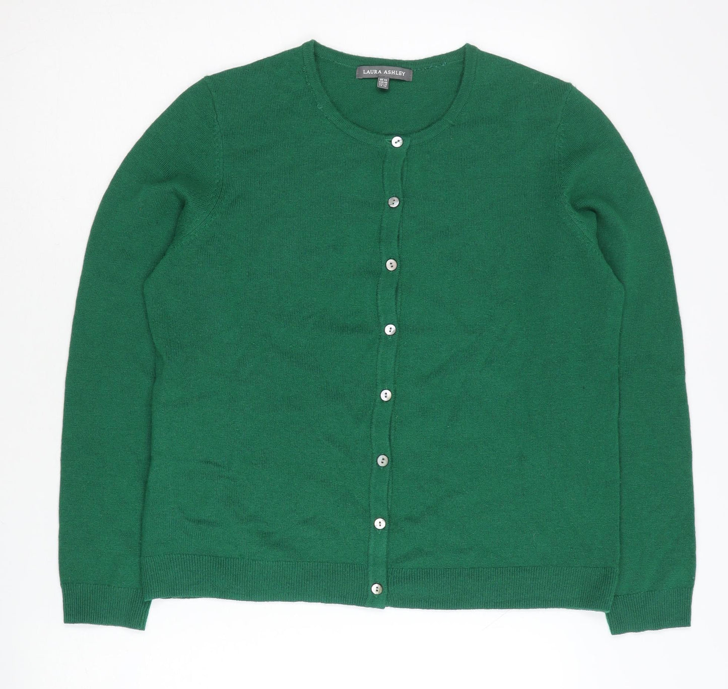 Laura Ashley Women's Green Wool Blend Cardigan Size 14
