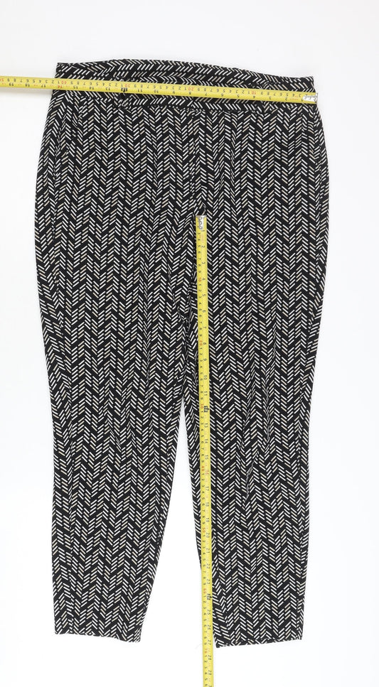 Dorothy Perkins Women’s Black Geometric Tapered Trousers Size 12