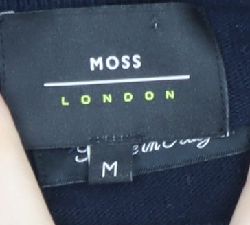 Moss London Men's Blue Cotton Slim Fit Crew Neck Jumper M