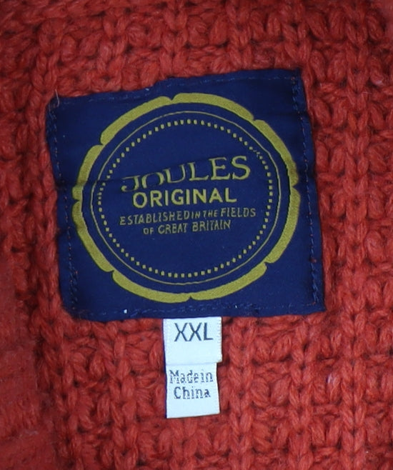 Joules Womens Orange 2XL Roll Neck Chunky Knit Wool Blend Jumper