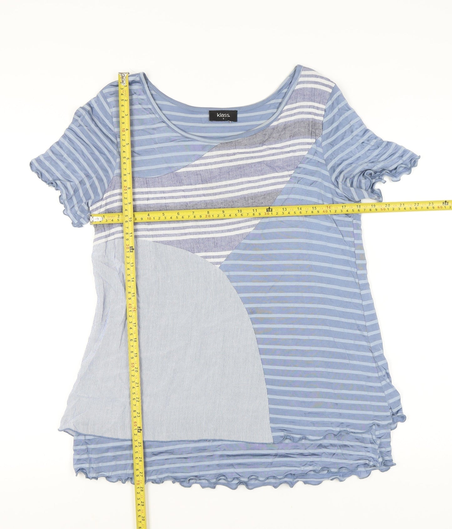 Womens UK Size S Klass Blue Cotton Blend T-Shirt