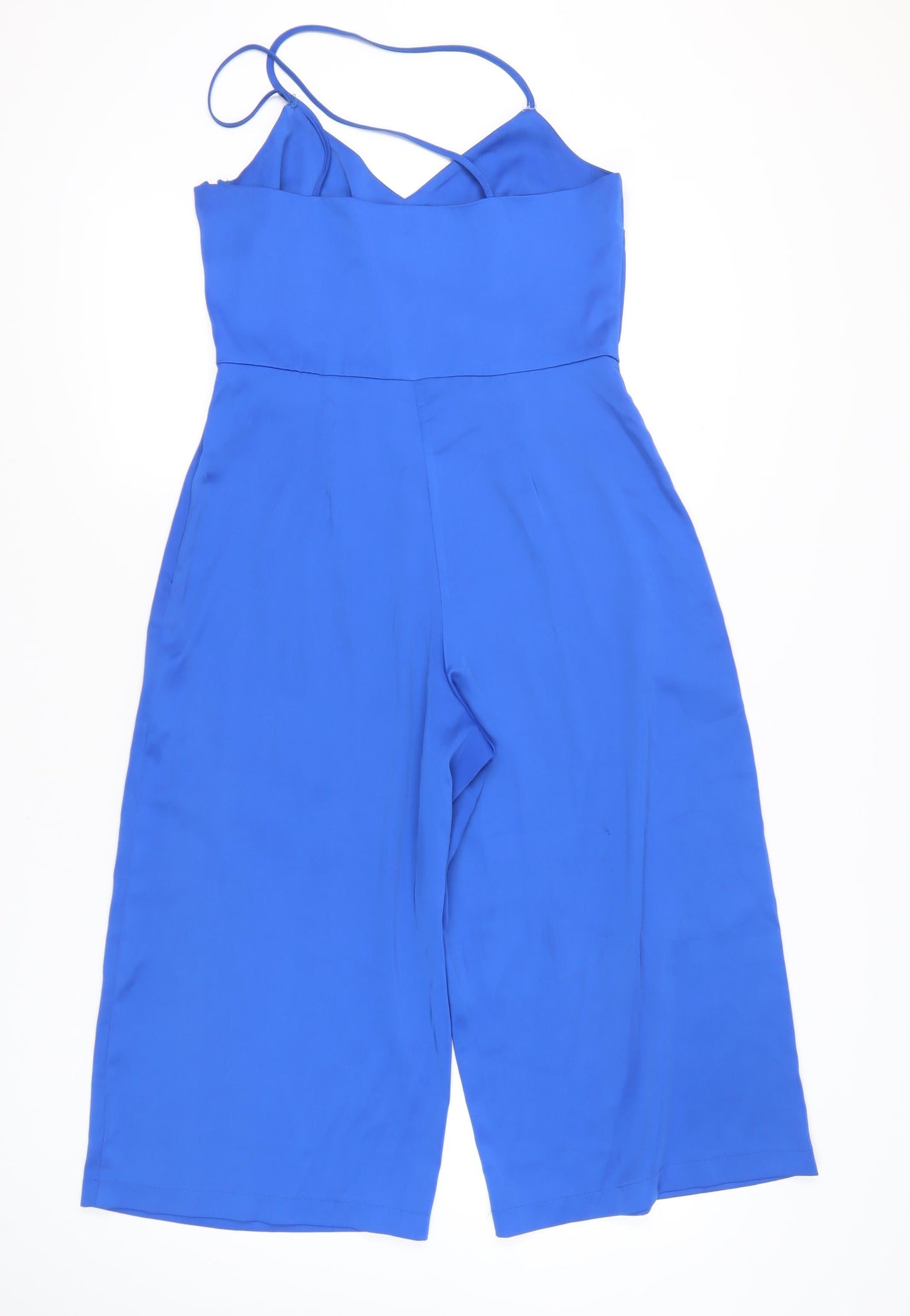 ASOS Women’s Blue Wide-Leg Jumpsuit Size 12 V-Neck Sleeveless Summer