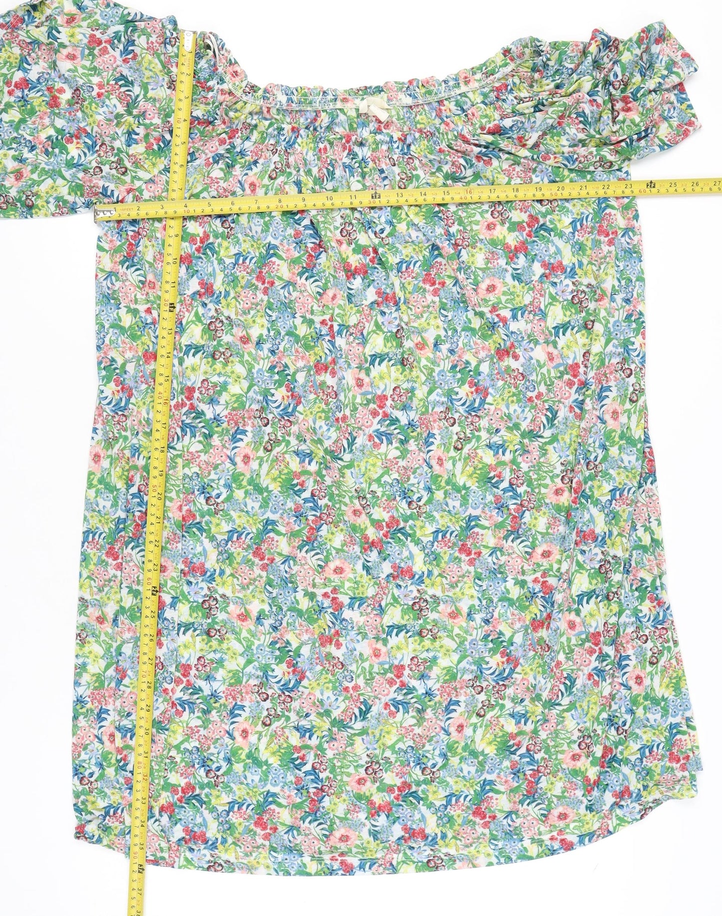 H&M Women’s Multicoloured Floral Shift Dress Size 16 Off Shoulder