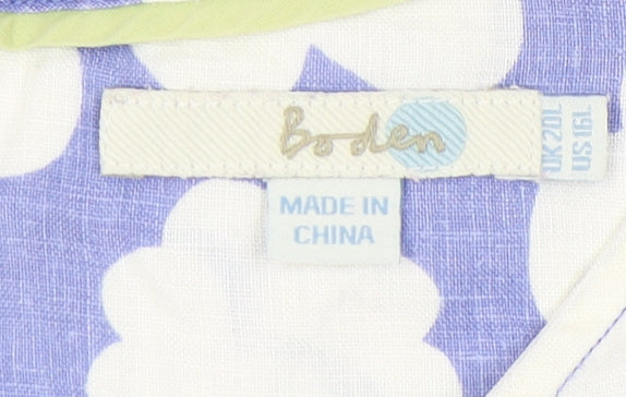 Boden Women Blue Floral Linen Shift Dress L Sleeveless Knee Length