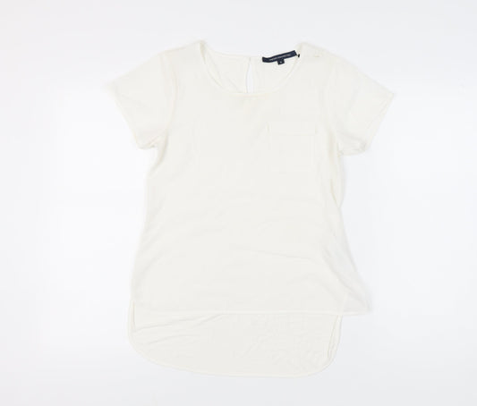 French Connection Womens Ivory Short Sleeve Scoop Neck T-Shirt Size S