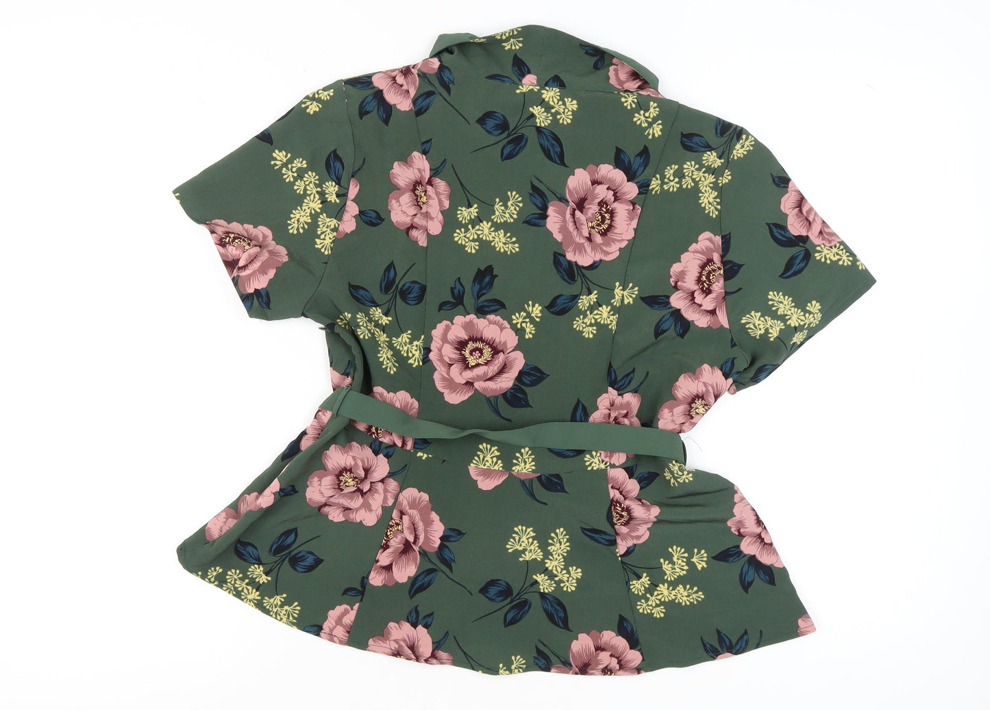 Joe Browns Women’s Green Floral Wrap Blouse Size 14 Short Sleeve