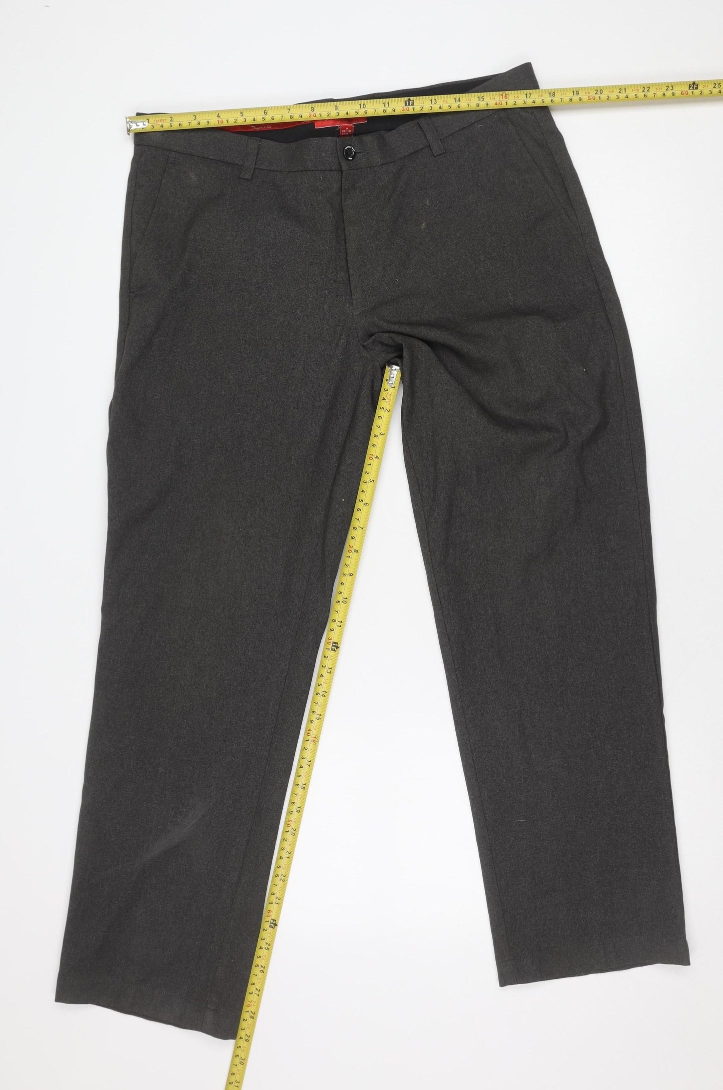 Dwyers & Co Men's Grey 34W 32L Regular Fit Chino Trousers