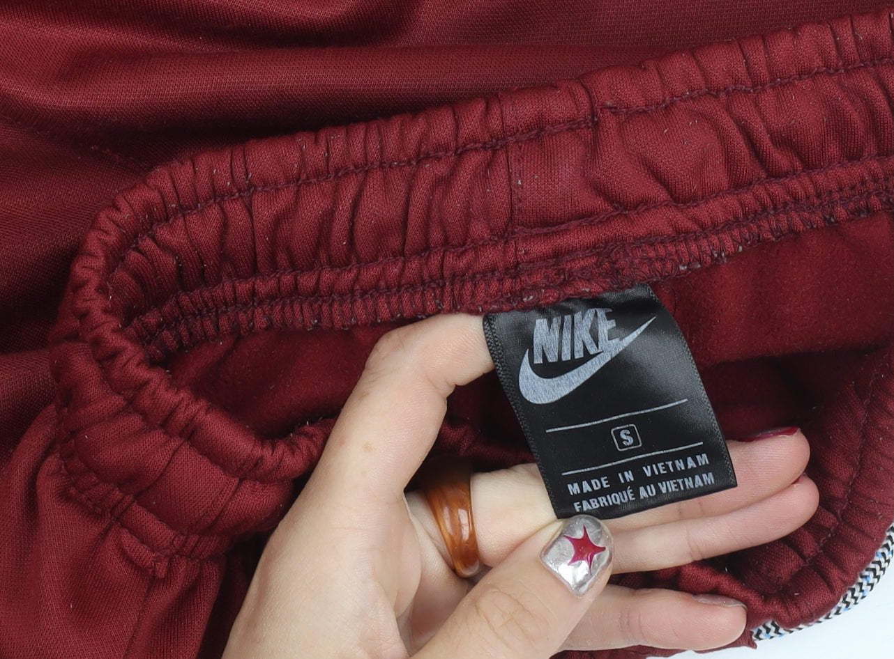 Nike Men's Red Jogger Trousers S Regular Fit Fleece Autumn Winter