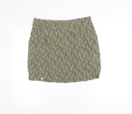 White Stuff Women’s Green Floral Short Skirt Size 12 Viscose