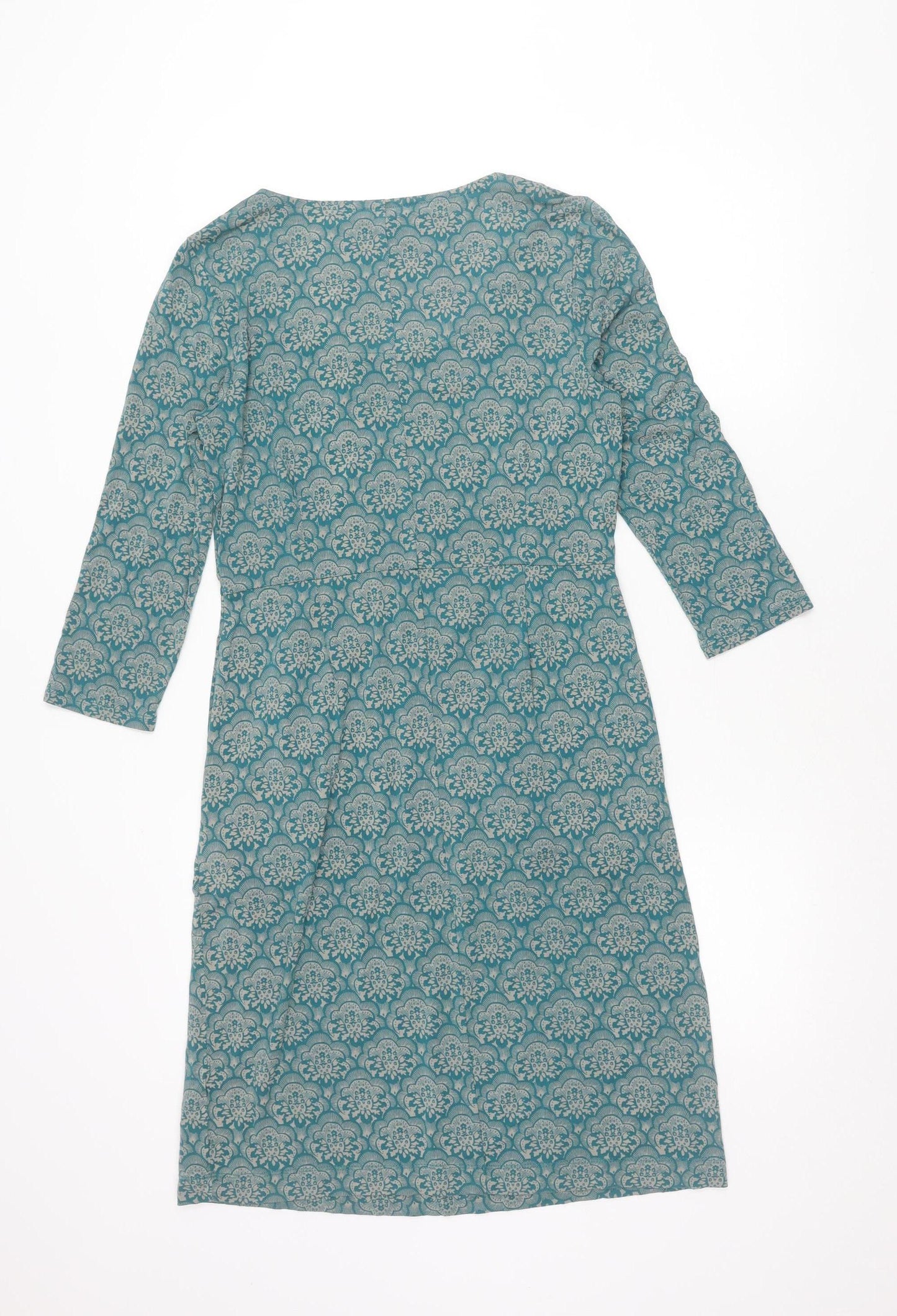 White Stuff Women's Blue Floral Shift Dress Size 10 Long Sleeve