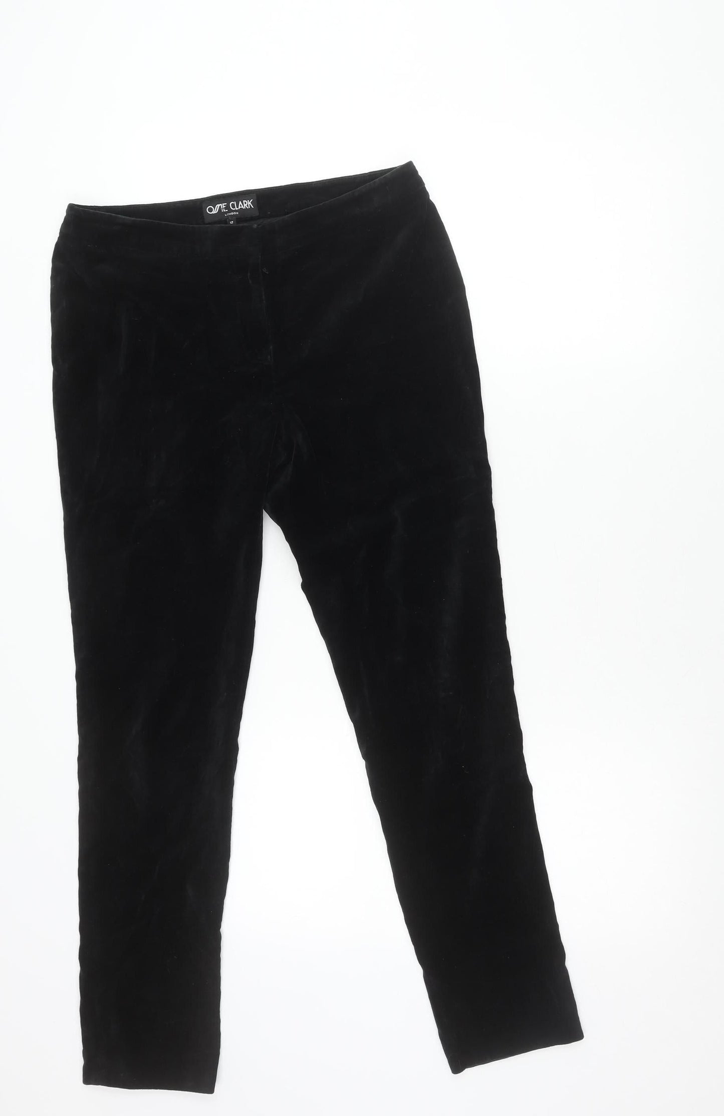 Ossie Clark Womens Black Velvet Slim Trousers Size 12