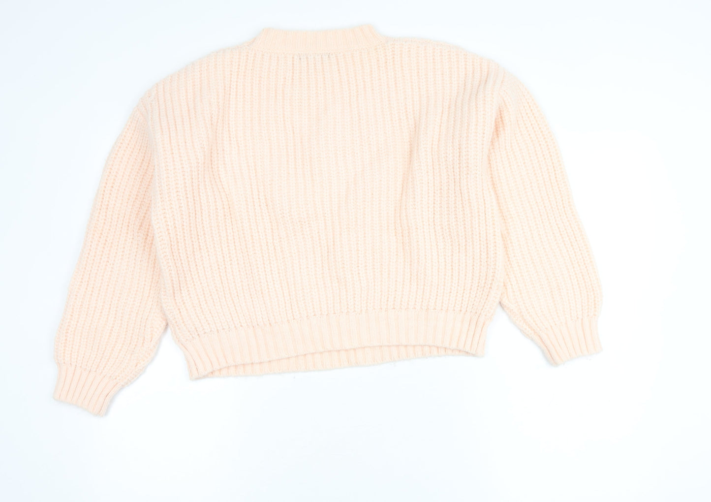 Quiz Women's Beige Beaded Chunky Knit Crew Neck Jumper Size S