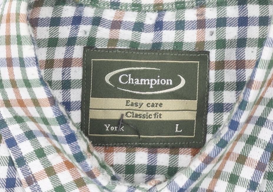 Champion Men's Multicoloured Check Cotton Long Sleeve Shirt L