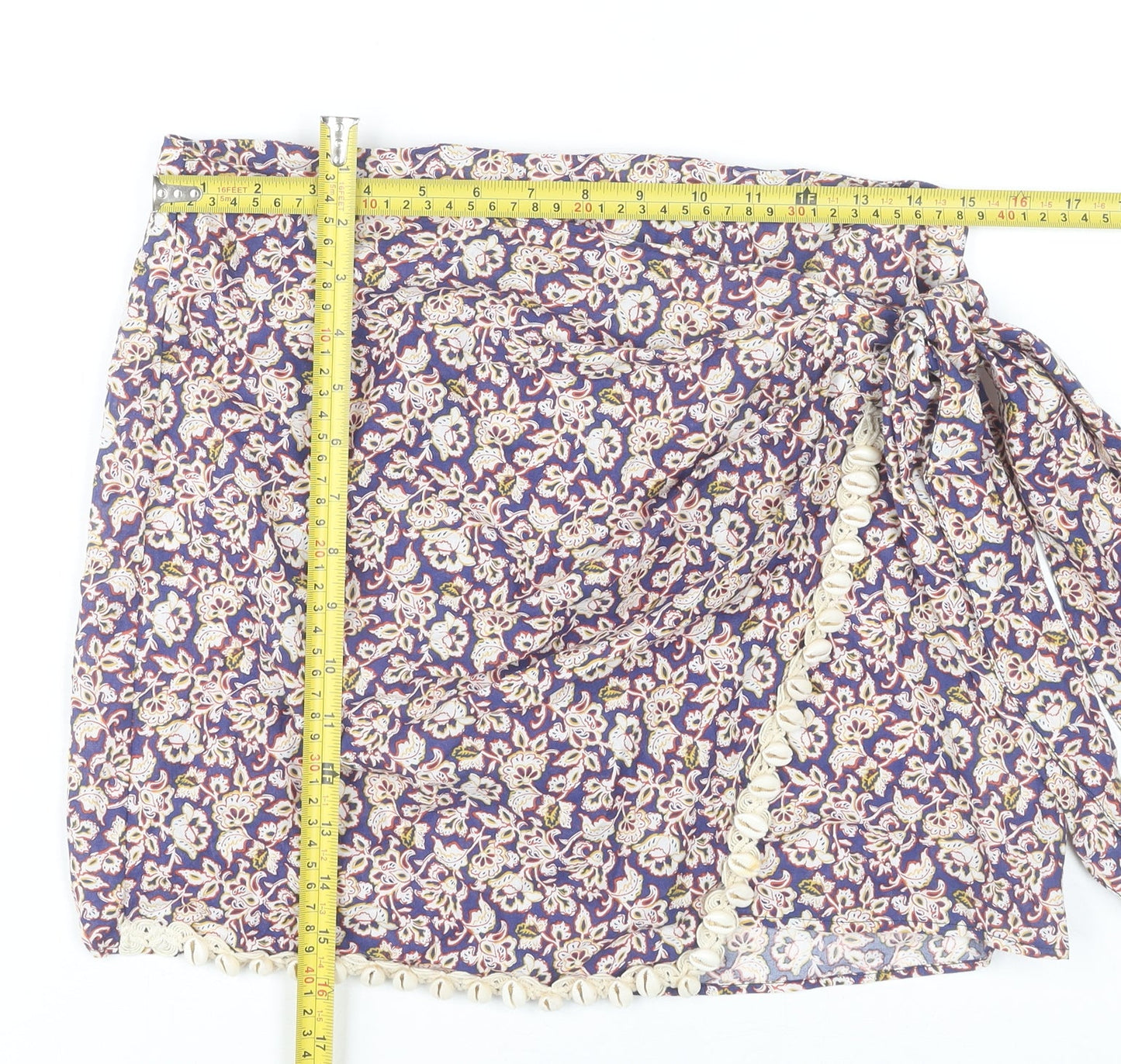 ZARA Women's Multicoloured Floral Wrap Short Skirt Size S