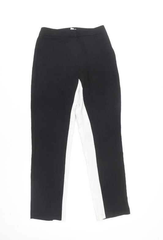 Topshop Womens Black White Stripe Straight Leg Slim Trousers UK 6