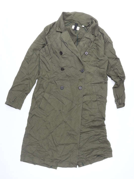 Jack Wills Women's Green Lyocell Long Trench Coat Size 8