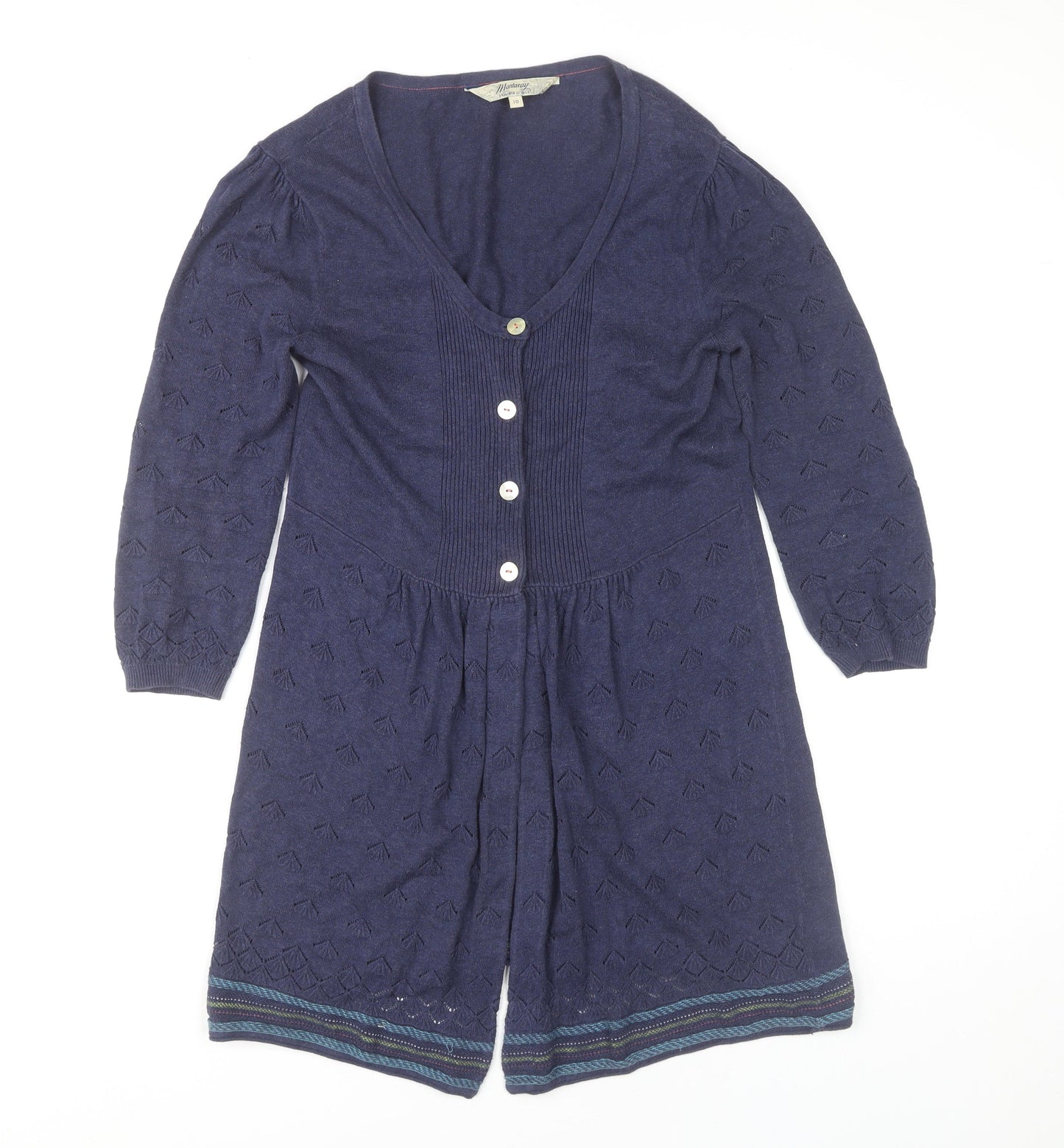 Mantaray Women's Blue Size 10 V-Neck 3/4 Sleeve Knit Cardigan