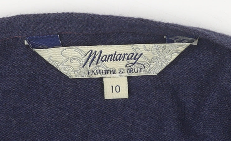 Mantaray Women's Blue Size 10 V-Neck 3/4 Sleeve Knit Cardigan