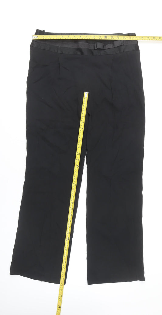 Marks and Spencer Women Black Size 14 Dress Pants Straight Leg Belted