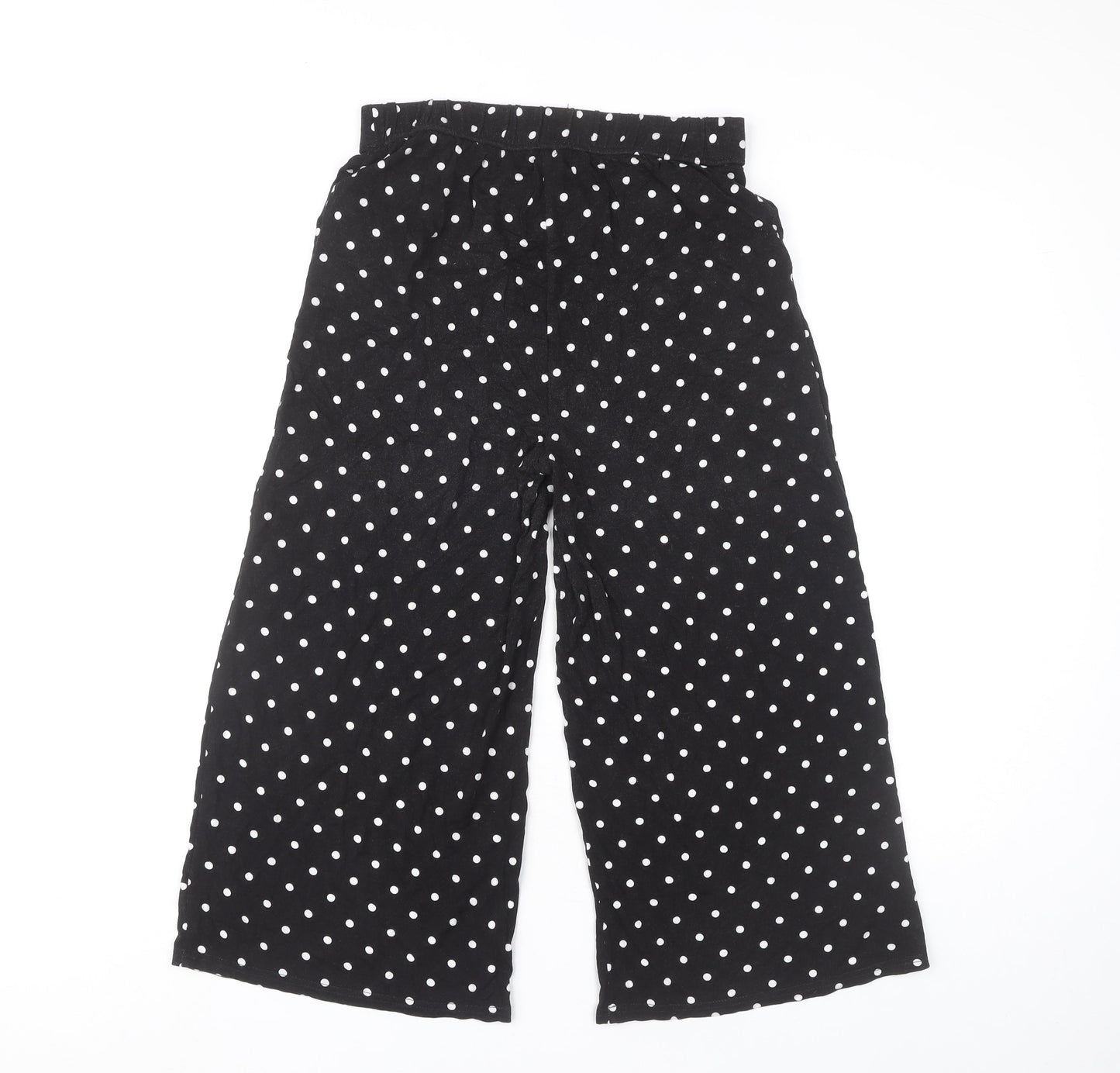 Lascana Women’s Black White Polka Dot Wide-Leg Cropped Trousers Size 10