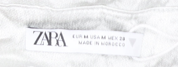 Zara Women White Midi Pencil Skirt M Viscose Stretch