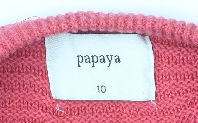 Papaya Women’s Pink Ruffle Crew Neck Jumper Size 10
