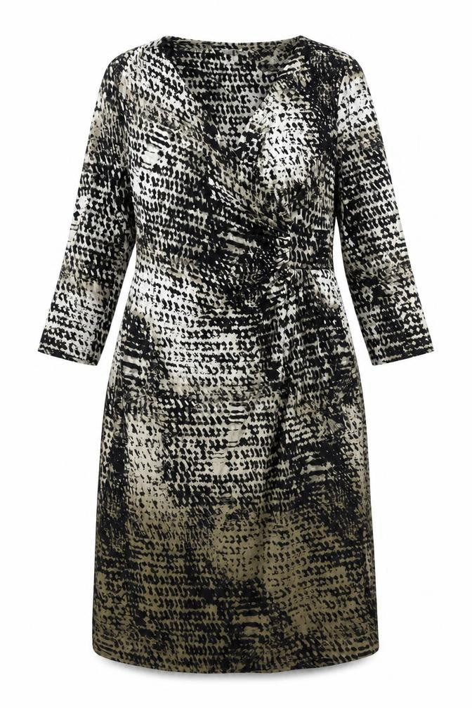 Country Casuals Women’s Multicoloured Animal Print Sheath Dress XL V-Neck Ruched