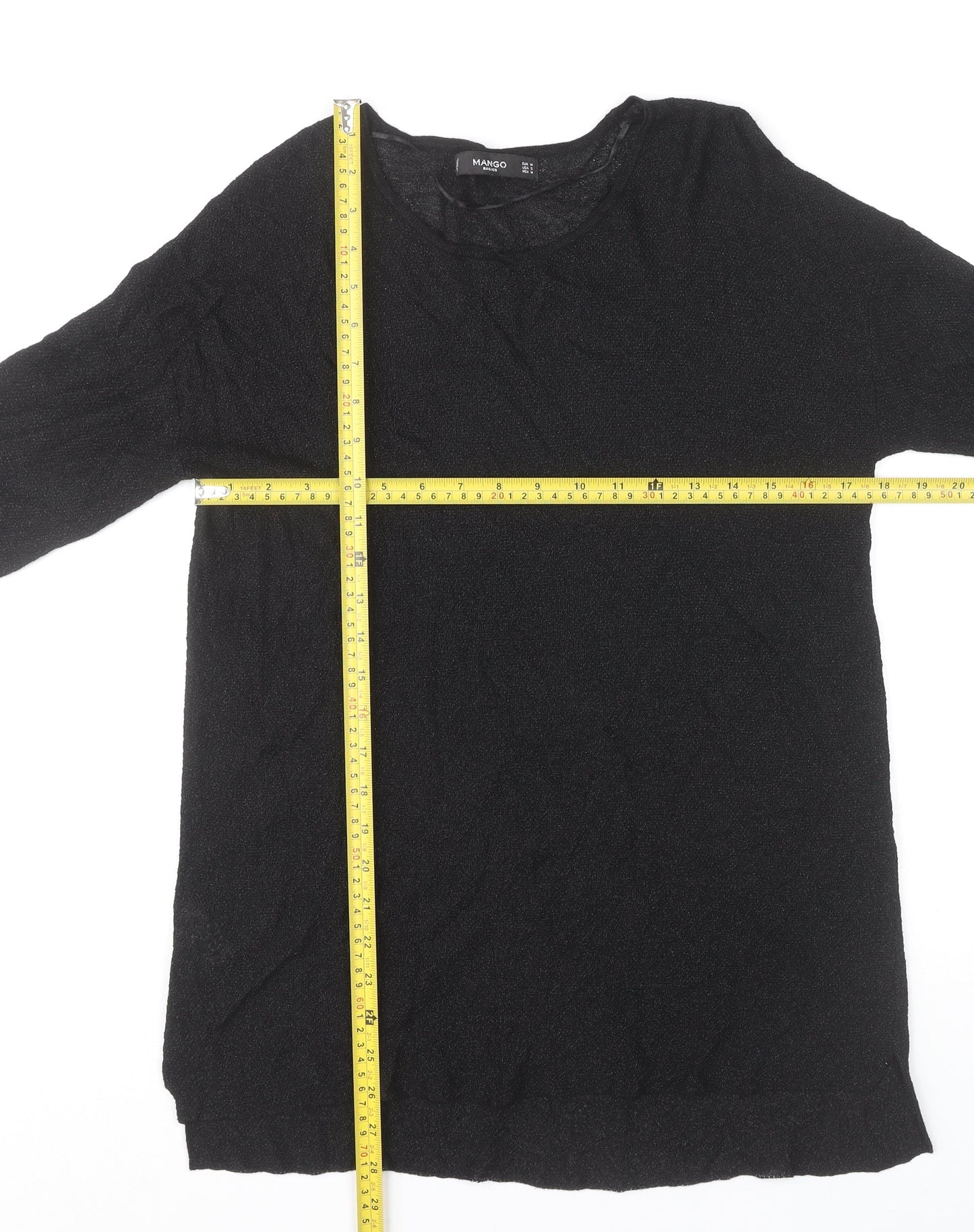 Mango Women’s Black Long Sleeve Basic Jersey Top Size M