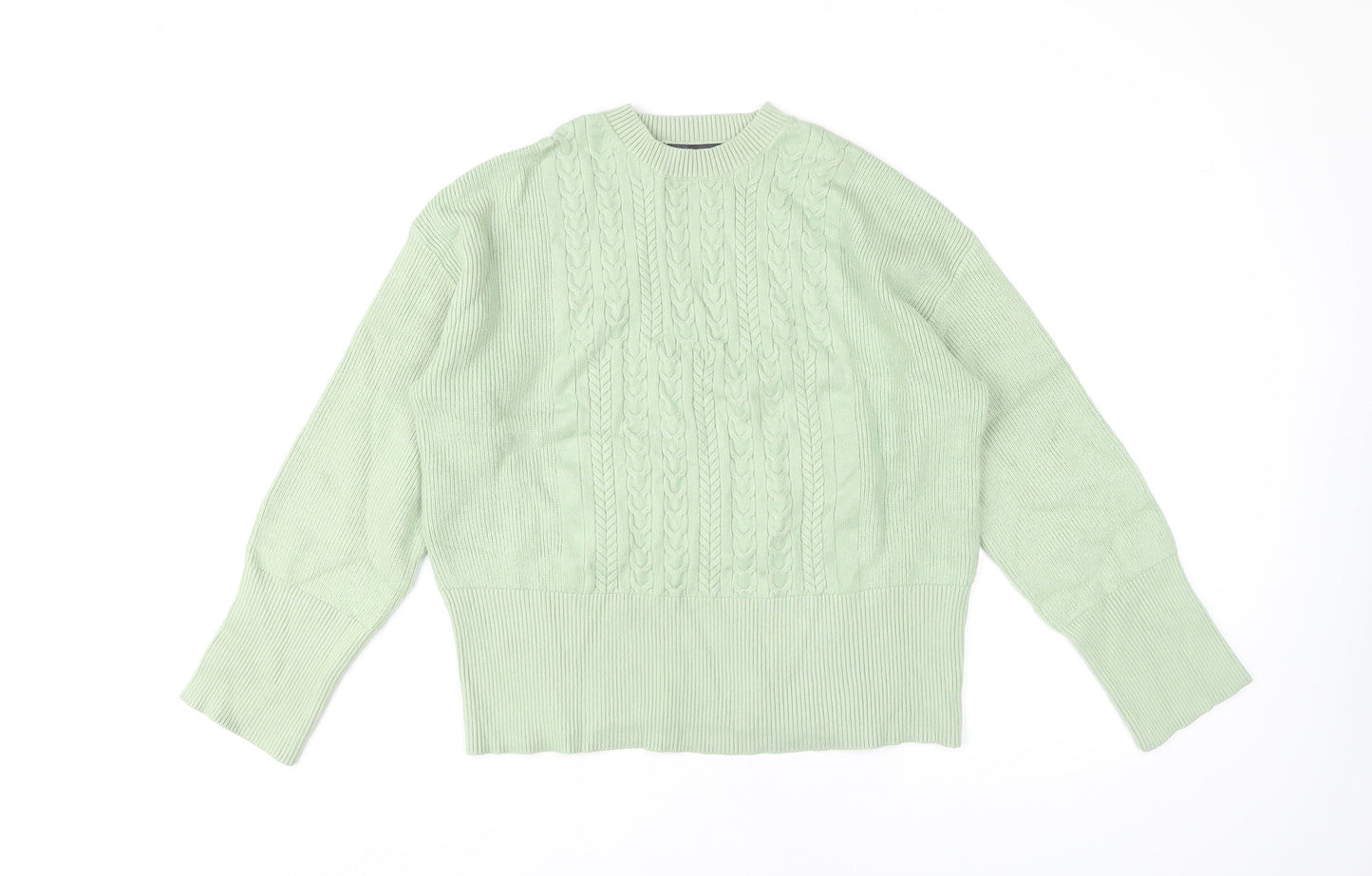 Marks and Spencer Womens Green M Cable-Knit Crew Neck Jumper
