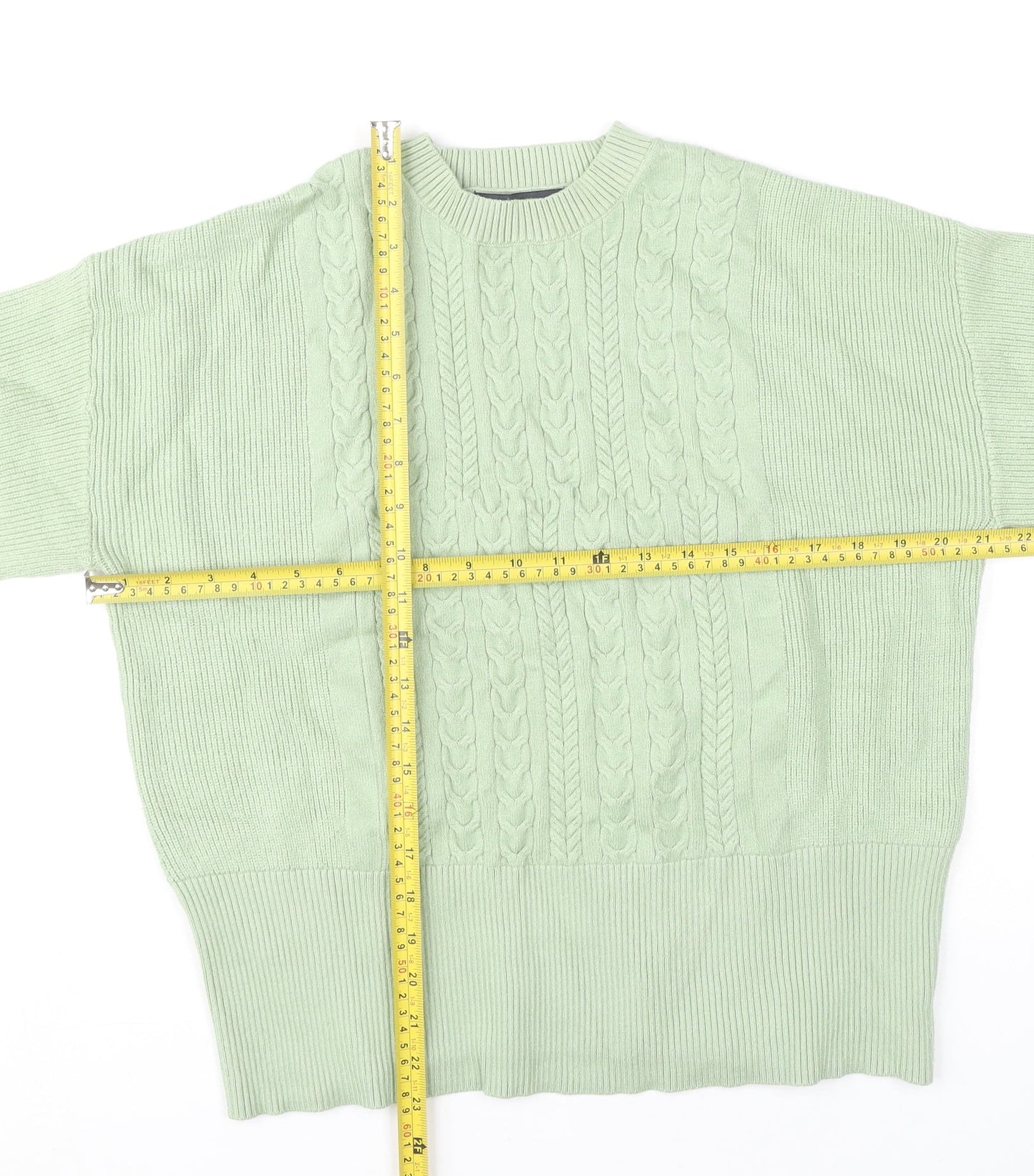 Marks and Spencer Womens Green M Cable-Knit Crew Neck Jumper