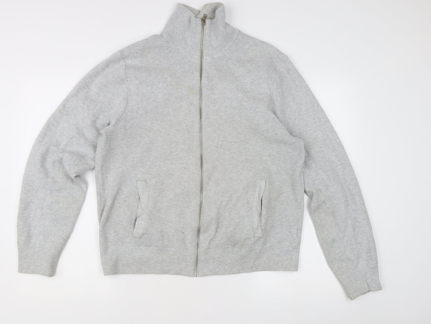 Marks and Spencer Men's Grey Knit Full Zip Jacket L Regular Fit