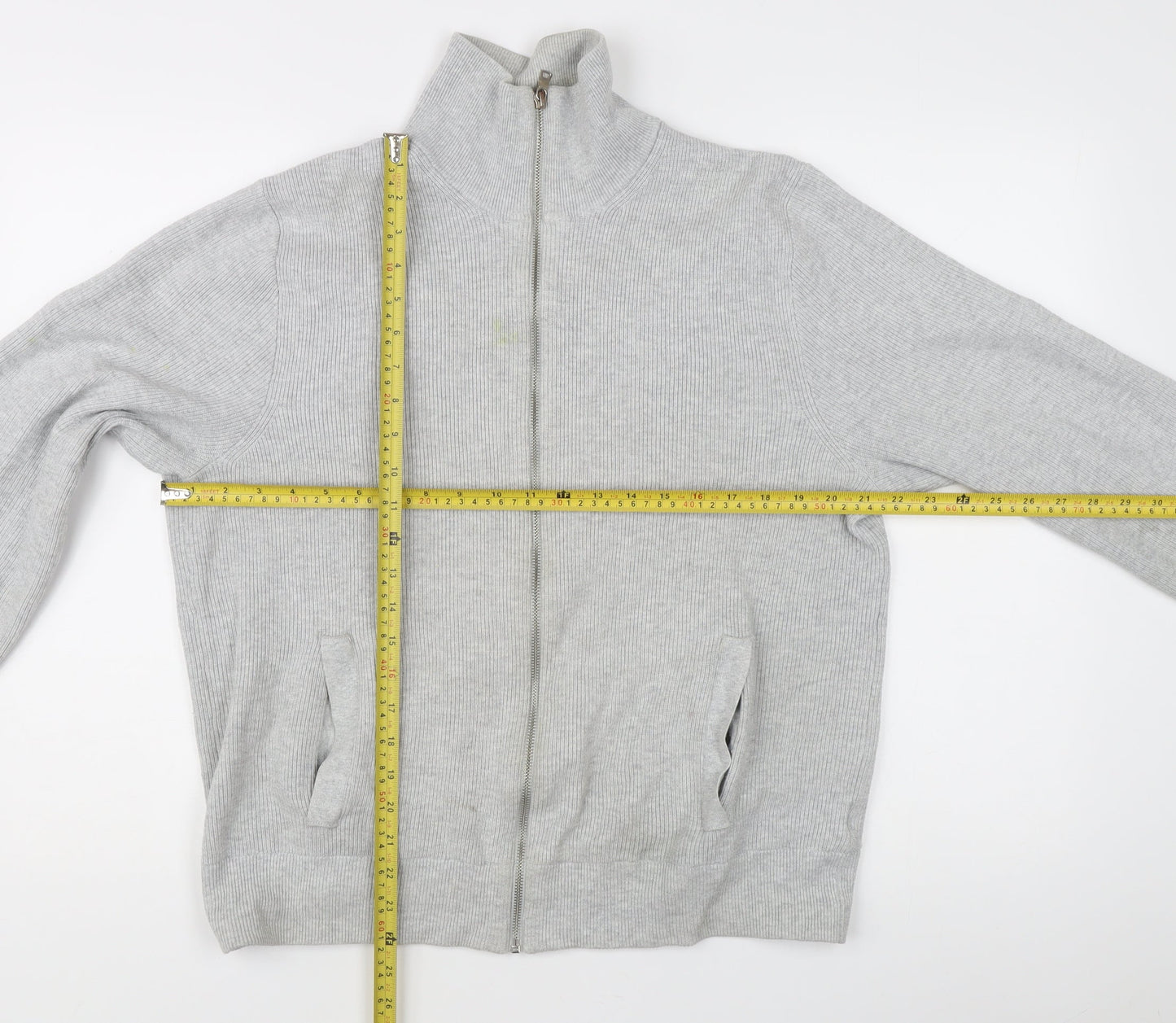 Marks and Spencer Men's Grey Knit Full Zip Jacket L Regular Fit