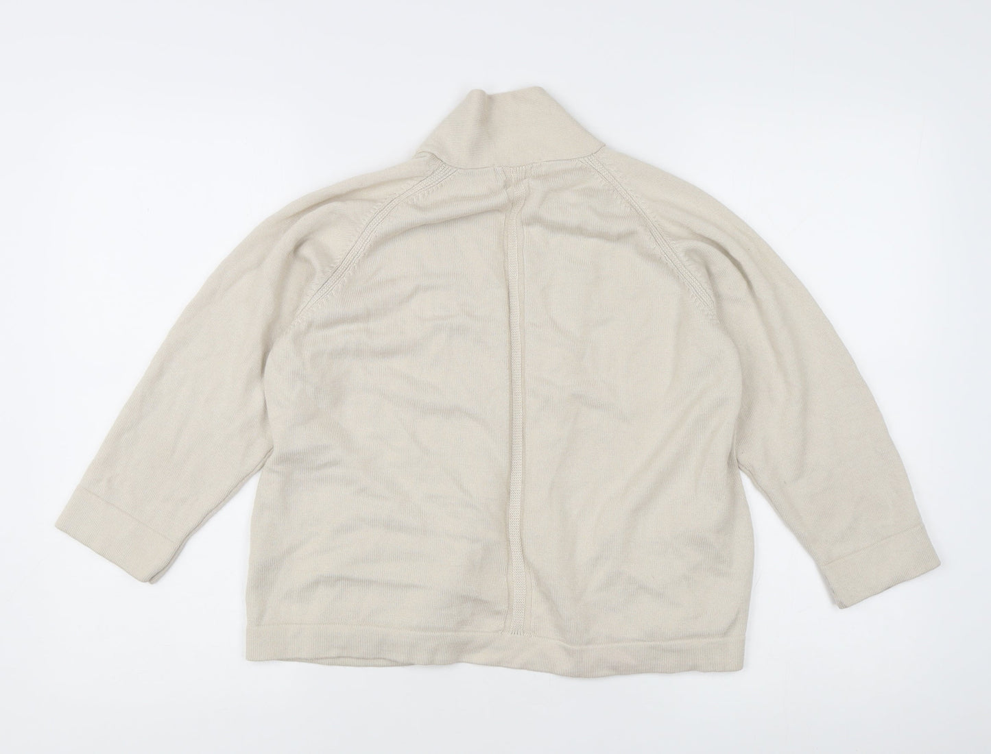 Marks and Spencer Women Beige Wool Blend Cardigan UK 16 Collared Knit