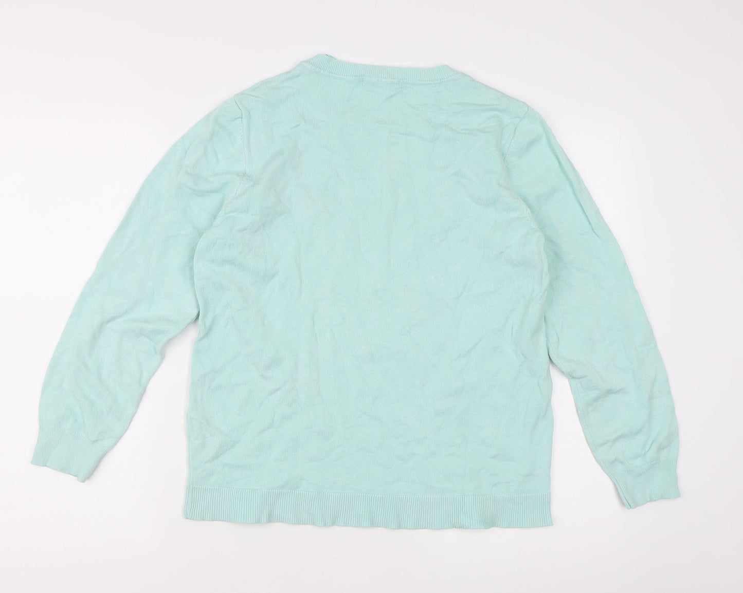 Bonmarché Women's Green Floral Embroidered Pullover Jumper Size 12