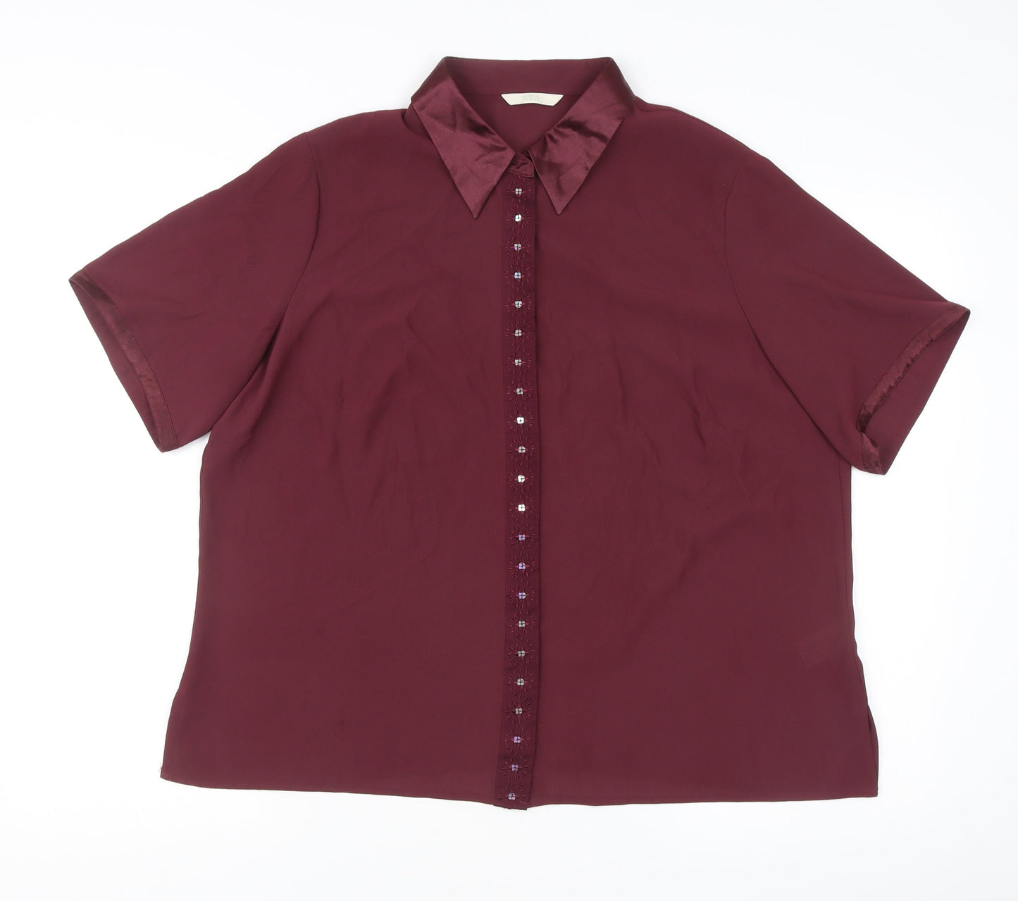 Marks and Spencer Women’s Purple Beaded Collared Button-Up Shirt Size 18