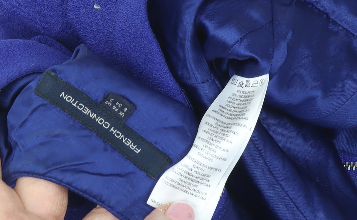 French Connection Women’s Blue Peplum Blouse Size 6 Sleeveless Zip