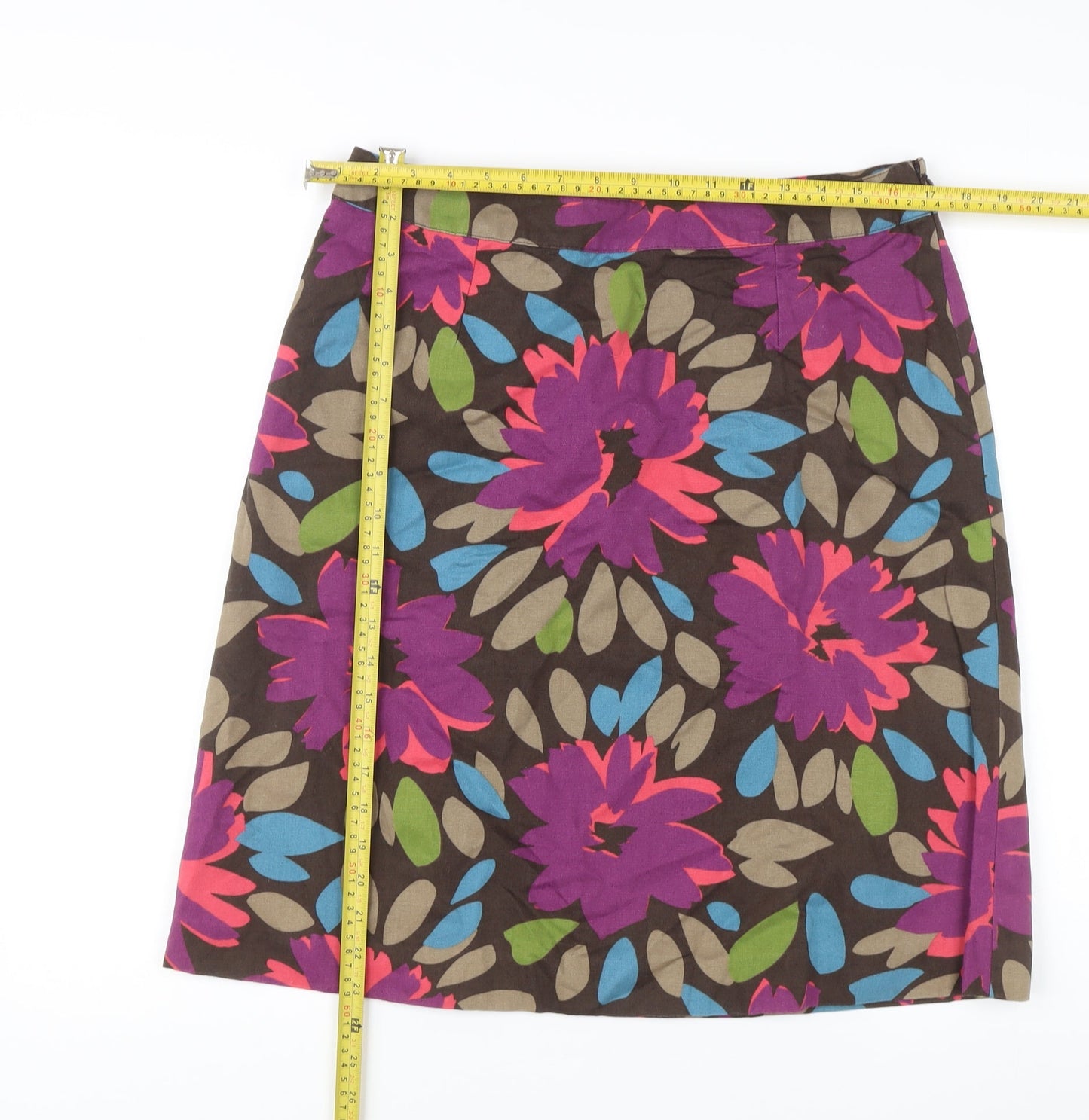 Boden Women’s Multicoloured Floral Cotton A-Line Knee Length Skirt 14