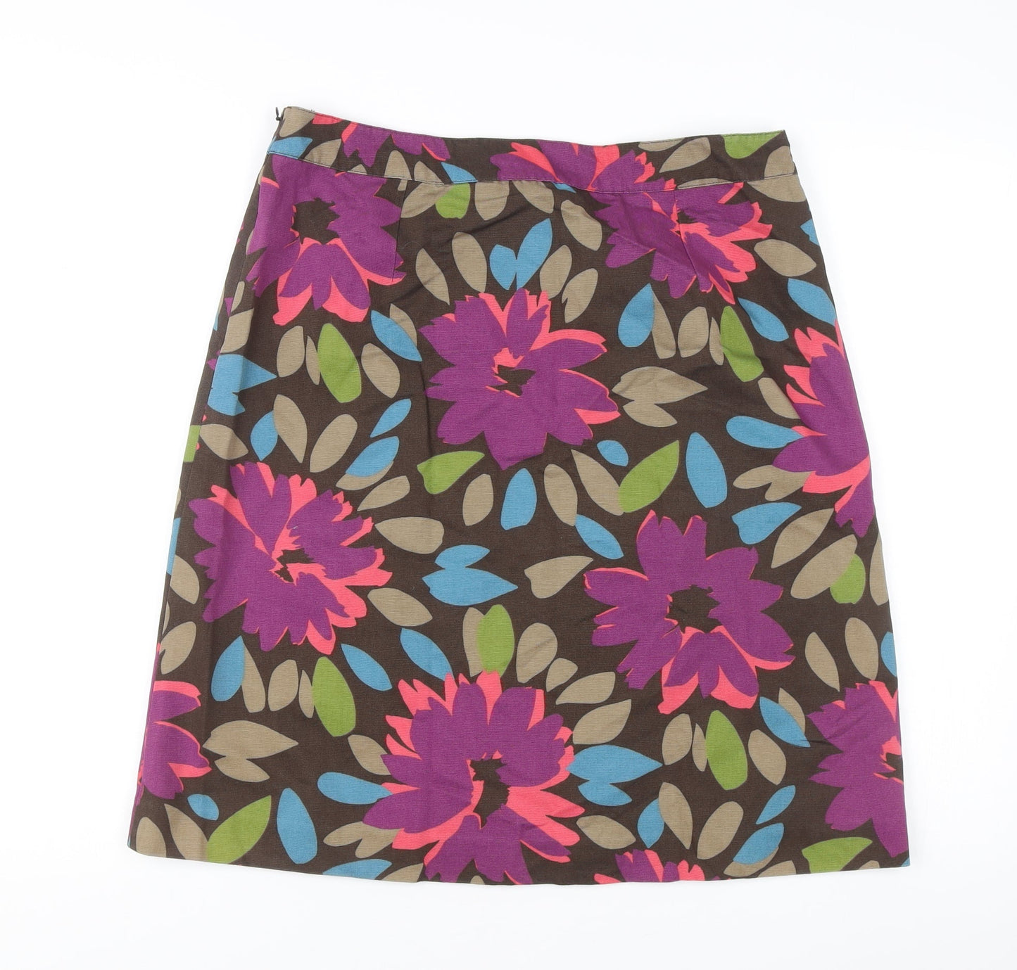 Boden Women’s Multicoloured Floral Cotton A-Line Knee Length Skirt 14