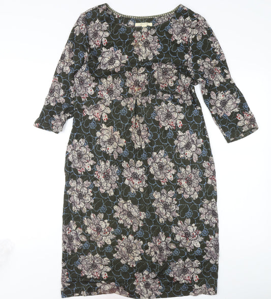 White Stuff Women’s Multicoloured Floral Shift Dress UK 12 Knee Length