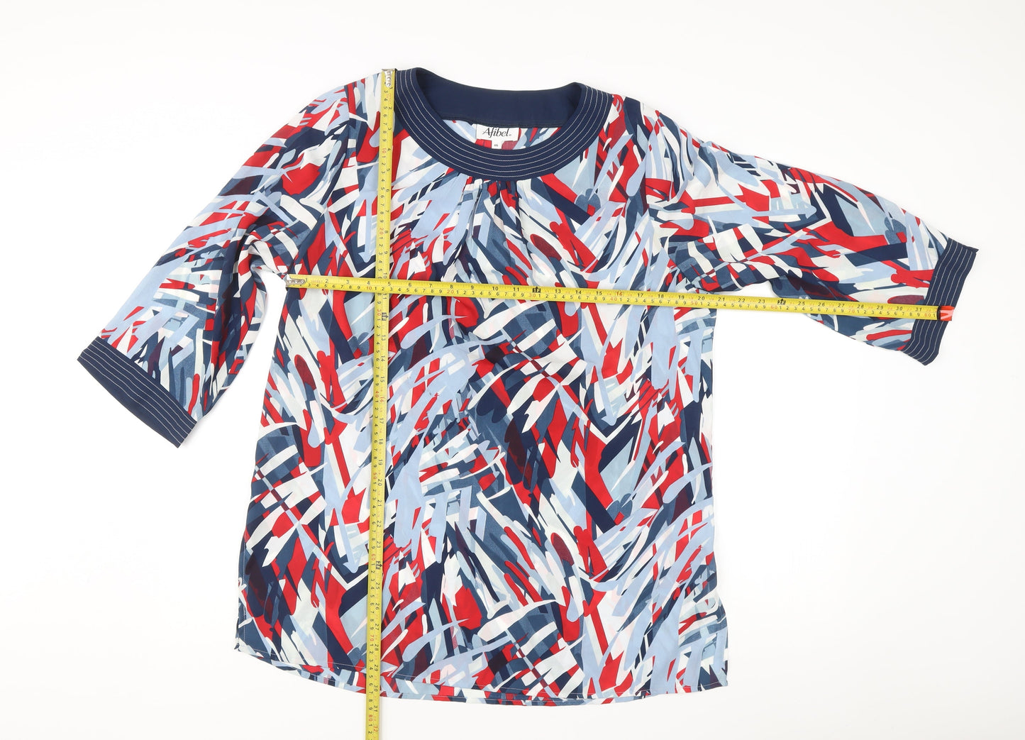 Afibel Women’s Multicoloured Geometric Tunic Blouse M 3/4 Sleeve